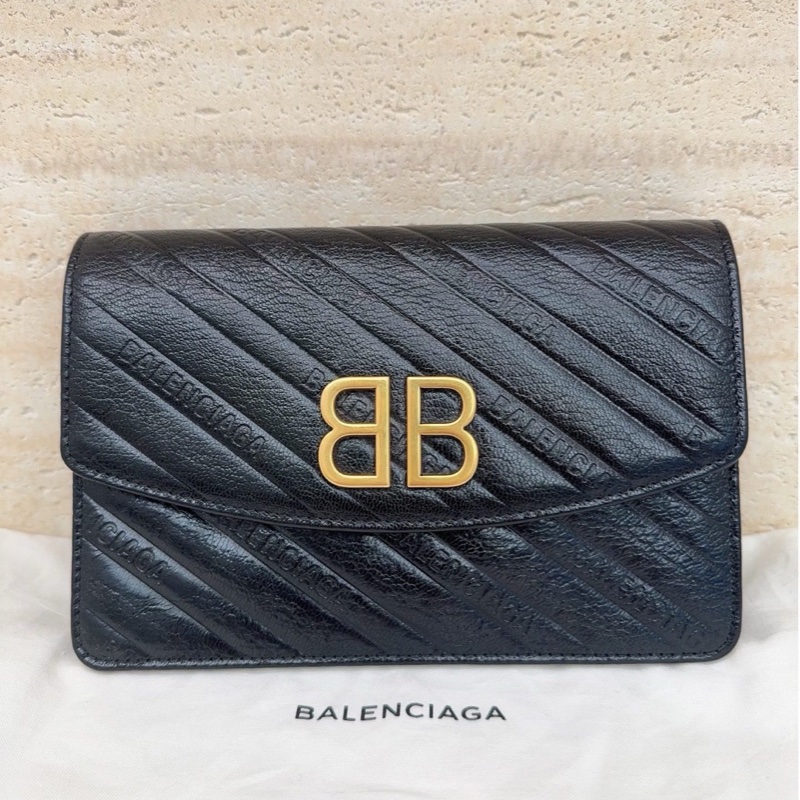 巴黎世家/Balenciaga  黑色金扣信封woc-1