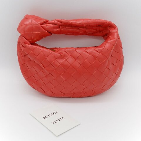 Bottega Veneta 寶緹嘉  Mini Jodie 紅色羊皮 編織手提包