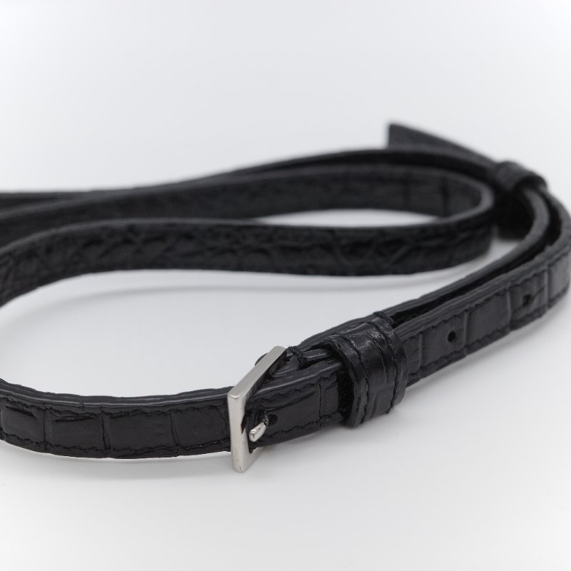 Saint Laurent 聖羅蘭 Uptown 黑色亮面鱷魚壓紋皮革 斜背包 手拿包-15