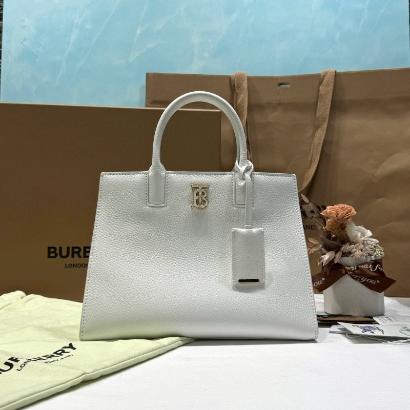 BURBERRY 迷你Frances粒紋皮革手提包-0