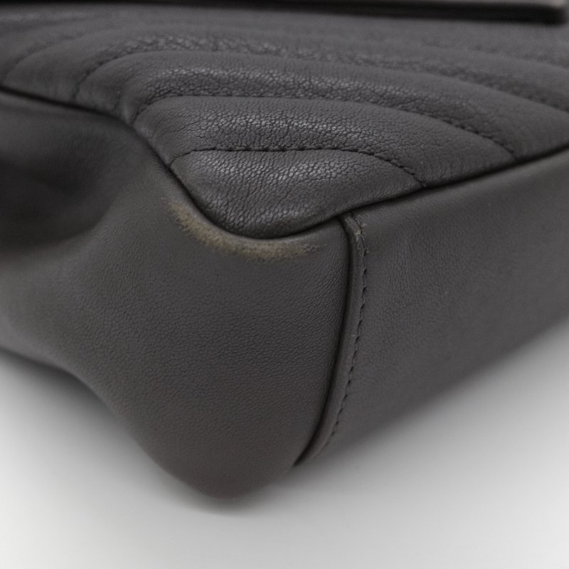 Saint Laurent 聖羅蘭 College 學院包 中號灰色 山形紋絎縫 羊皮 肩背包-8