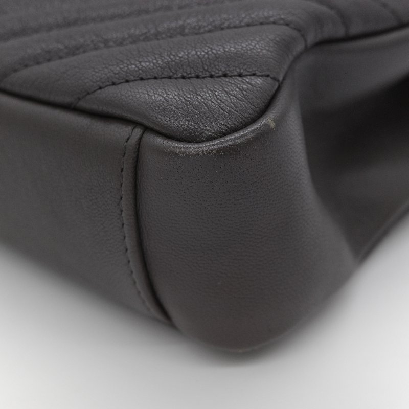 Saint Laurent 聖羅蘭 College 學院包 中號灰色 山形紋絎縫 羊皮 肩背包-9