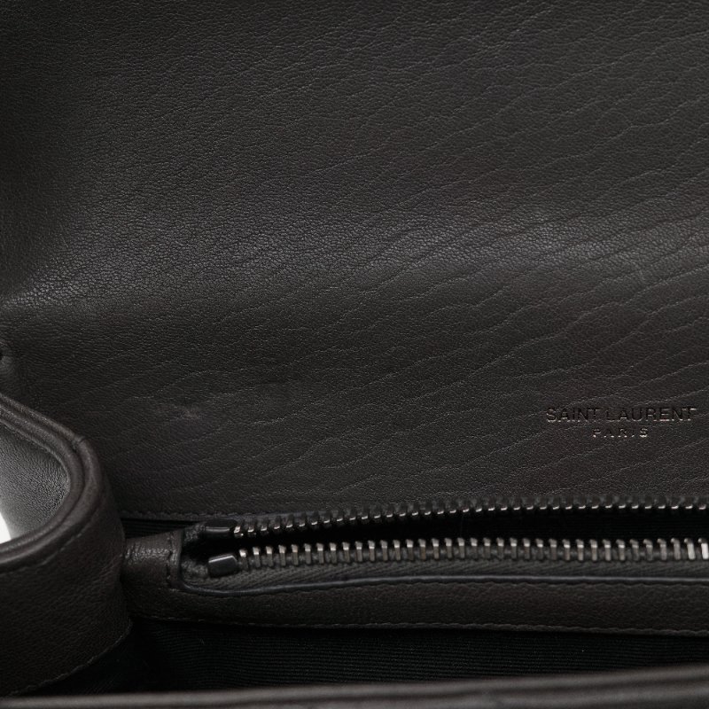 Saint Laurent 聖羅蘭 College 學院包 中號灰色 山形紋絎縫 羊皮 肩背包-14