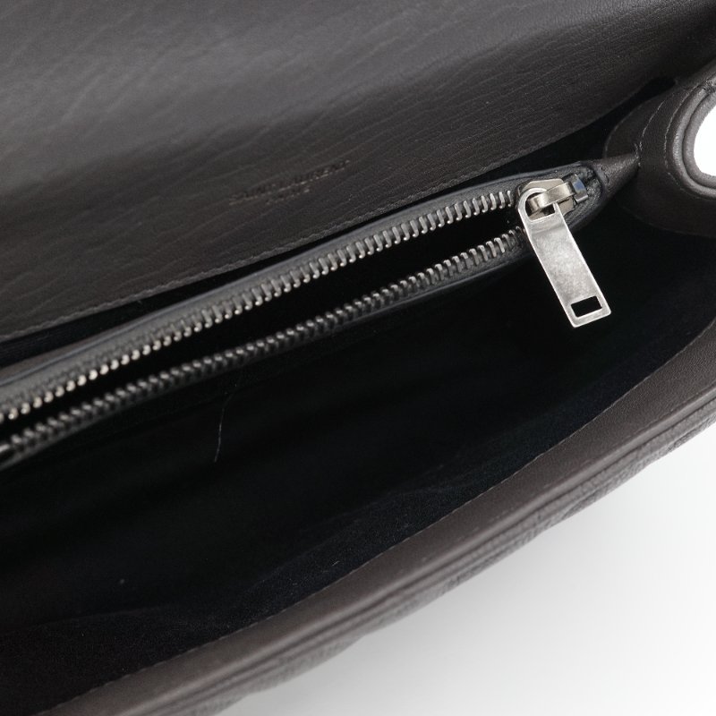 Saint Laurent 聖羅蘭 College 學院包 中號灰色 山形紋絎縫 羊皮 肩背包-15