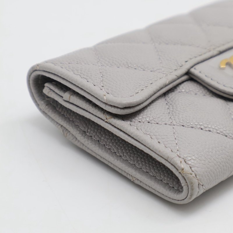 CHANEL 21A經典口蓋卡包 - 淺灰金31開-6