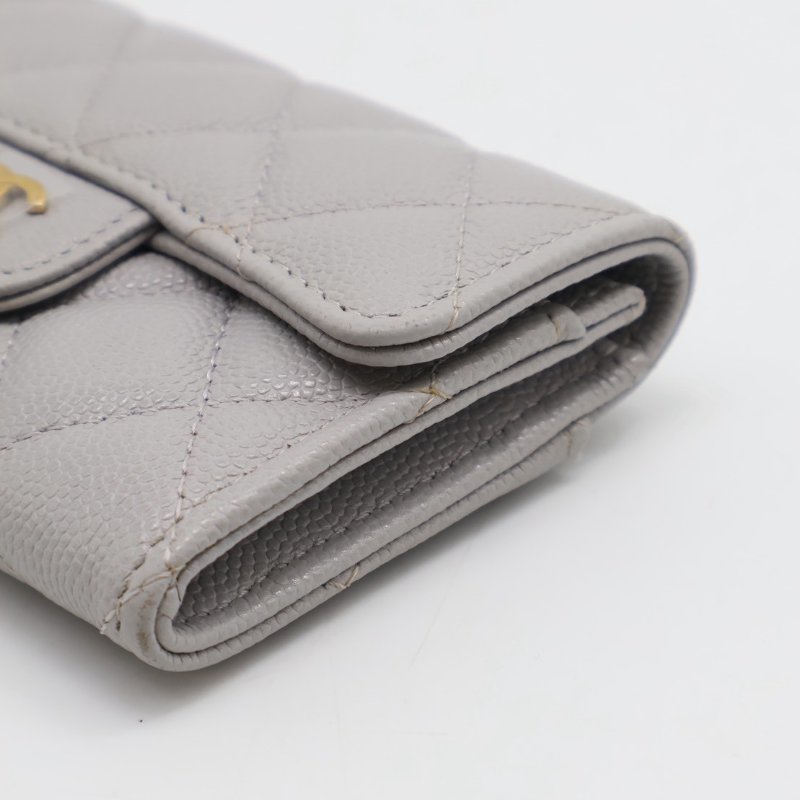 CHANEL 21A經典口蓋卡包 - 淺灰金31開-7