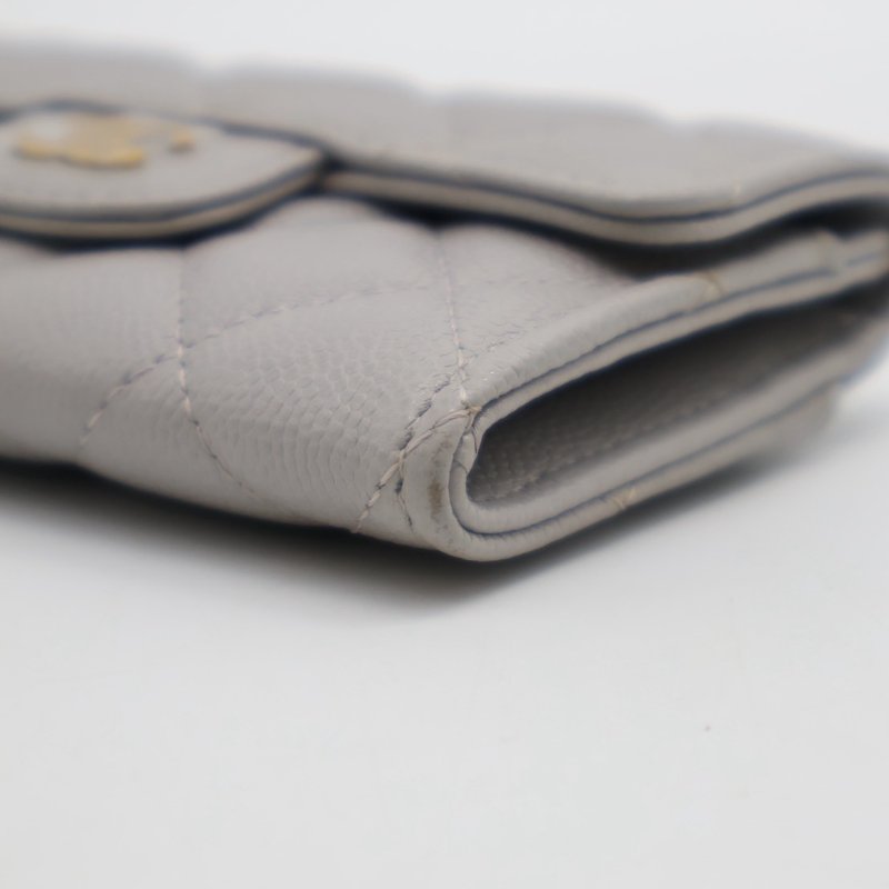 CHANEL 21A經典口蓋卡包 - 淺灰金31開-8