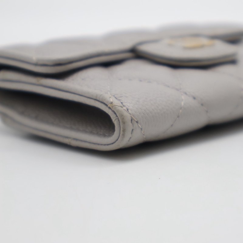 CHANEL 21A經典口蓋卡包 - 淺灰金31開-9