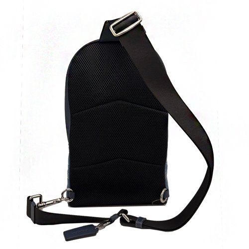 [全新] COACH  C LOGO牛仔布前拉鍊男款單肩胸前斜背包(牛仔藍)-2