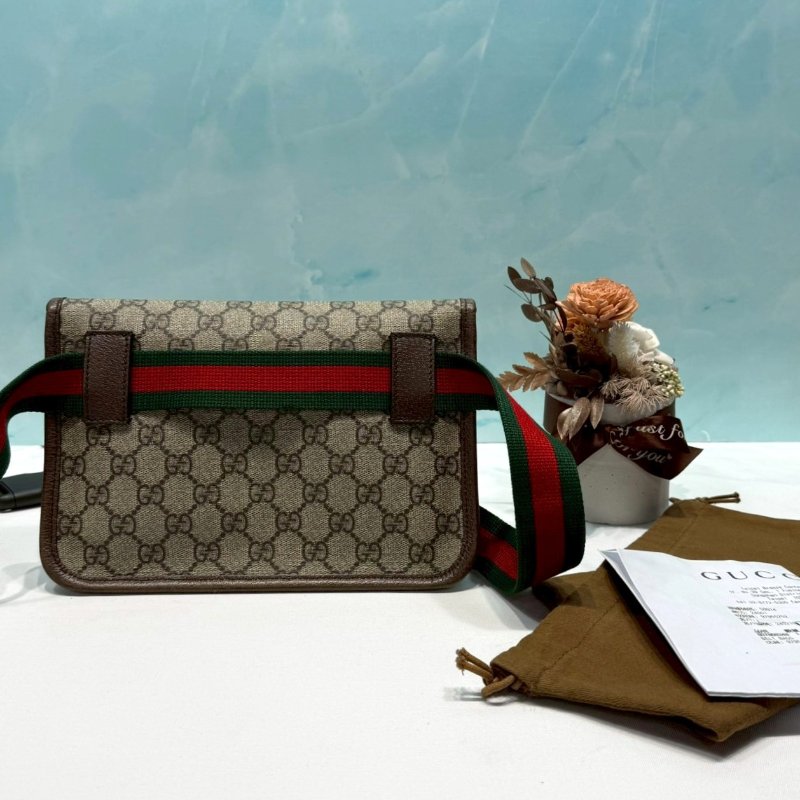 GUCCI Supreme帆布虎頭胸腰包-1