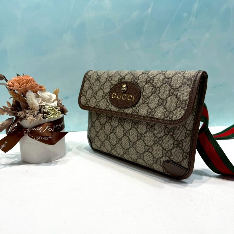 GUCCI Supreme帆布虎頭胸腰包-2