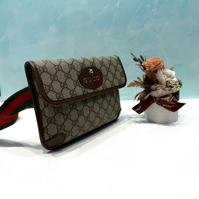 GUCCI Supreme帆布虎頭胸腰包-3