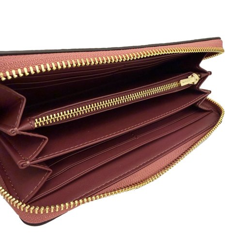 [全新] COACH 壓印C LOGO手掛式拉鍊零錢袋長夾(乾燥玫瑰)-4