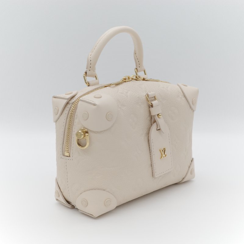 超級新配件全【CP 精選🌟小編推薦】Louis Vuitton 路易威登 Petite Malle Souple 雪白色 老花壓紋牛皮 斜掛包 肩背包-3