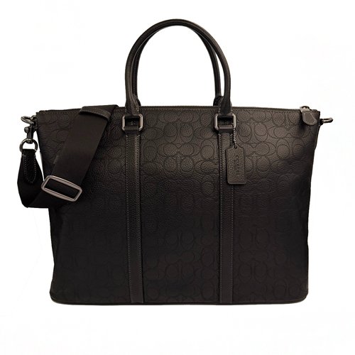 [全新] COACH  壓印C LOGO牛皮手提斜背兩用托特包(大款/黑)-0