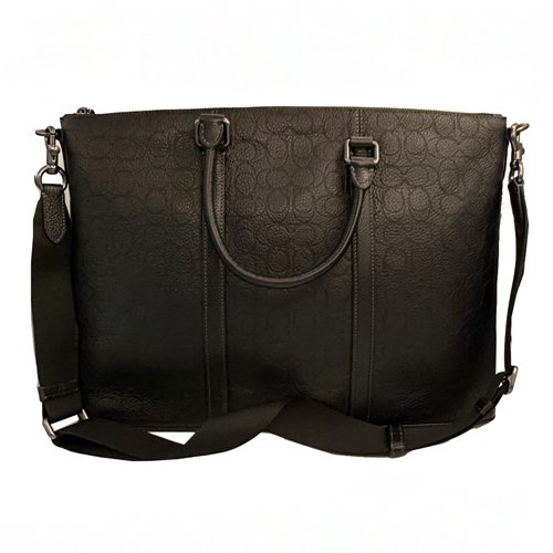 [全新] COACH  壓印C LOGO牛皮手提斜背兩用托特包(大款/黑)-2