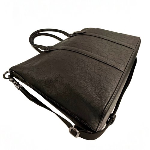 [全新] COACH  壓印C LOGO牛皮手提斜背兩用托特包(大款/黑)-3