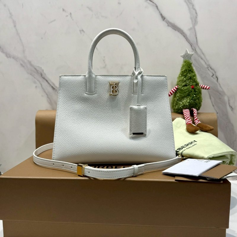 BURBERRY 迷你Frances粒紋皮革手提包-0