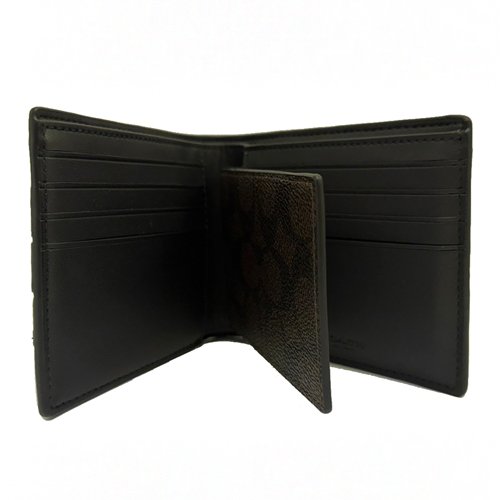 [全新] COACH  美國最新款C LOGO男款8卡附活動證件夾短夾(藍黑橫紋/深咖)-3