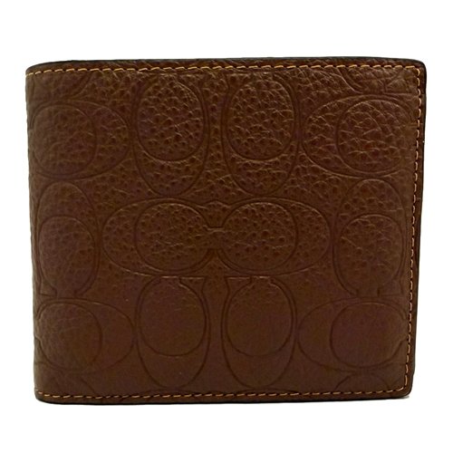 [全新] COACH  壓印C LOGO男款8卡附活動證件夾短夾(深咖)-2