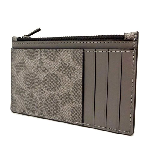 [全新] COACH  C LOGO男款信用卡名片卡夾零錢包(灰)-1