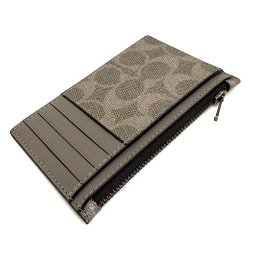 [全新] COACH  C LOGO男款信用卡名片卡夾零錢包(灰)-3