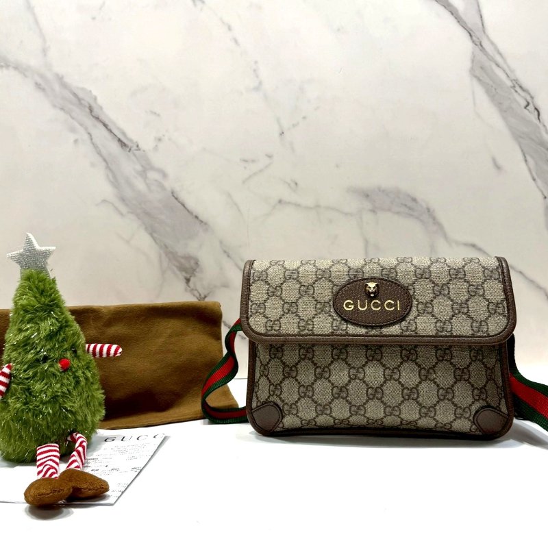 GUCCI Supreme帆布虎頭胸腰包-0