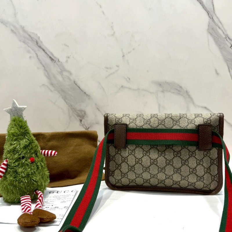 GUCCI Supreme帆布虎頭胸腰包-1