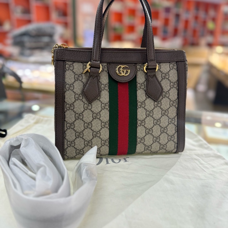 99新 閑置品 古馳gucci Ophidia系列小号手提托特包，-0