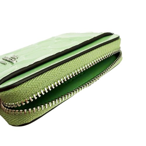 [全新] COACH  漆皮C LOGO卡片名片鏈帶零錢包(綠)-4