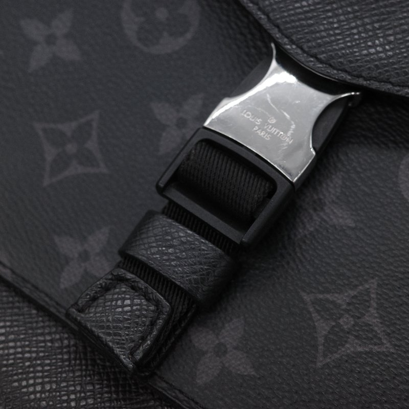 Louis Vuitton 路易威登 Taigarama 黑色 牛皮 帆布 翻蓋信差包 斜背包-5