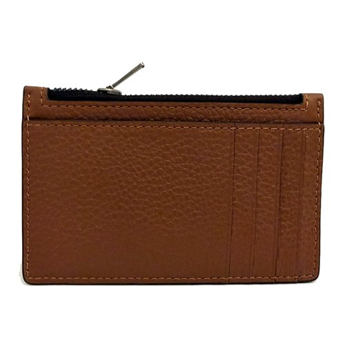 [全新] COACH 素面牛皮男款信用卡名片卡夾零錢包(咖)-2