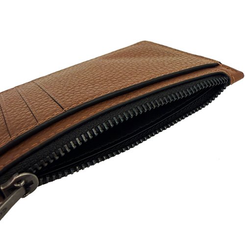 [全新] COACH 素面牛皮男款信用卡名片卡夾零錢包(咖)-4