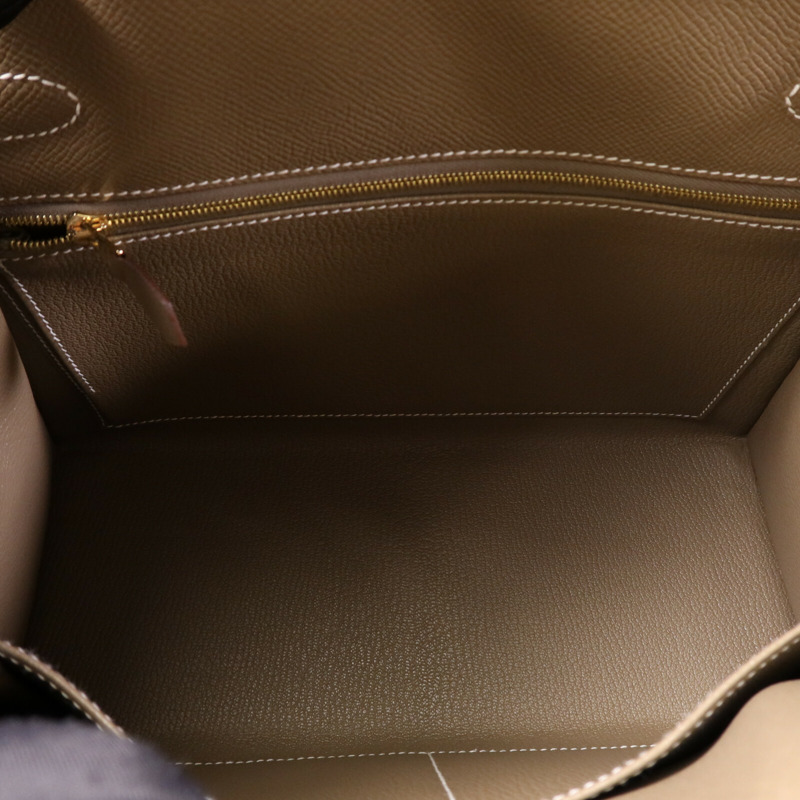 HERMES Epsom皮革Kelly 28 Sellier金扣手挽肩背兩用袋Etoupe-4