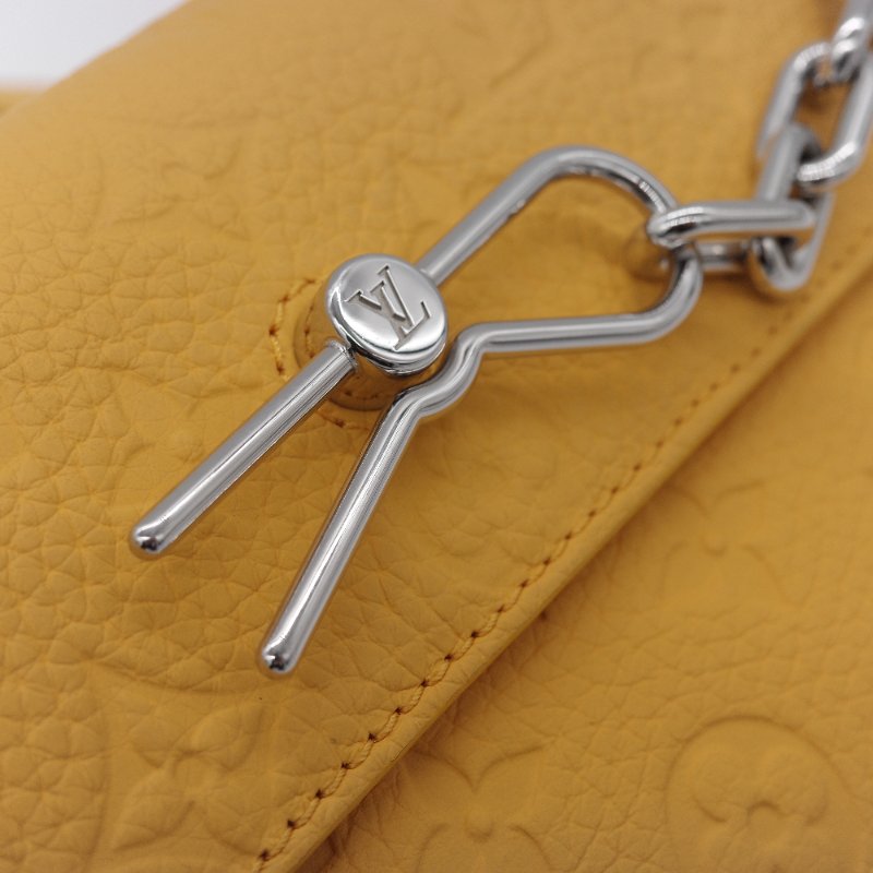 Louis Vuitton路易威登 Steamer 黃色 粒小牛皮 隨身錢包 斜背包-7