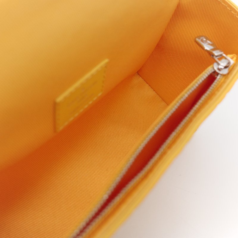 Louis Vuitton路易威登 Steamer 黃色 粒小牛皮 隨身錢包 斜背包-11