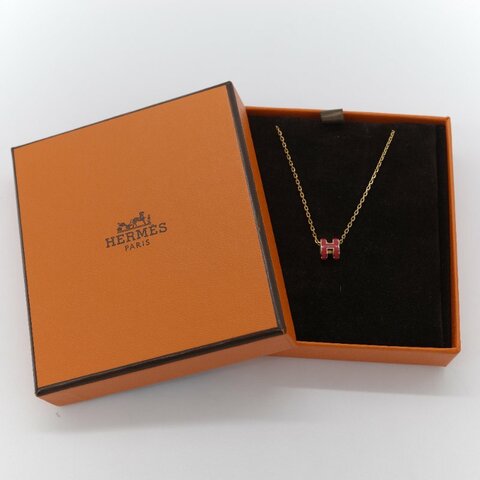 Hermès 愛馬仕 Mini Pop H 紅色琺瑯 金色鍍金 項鍊