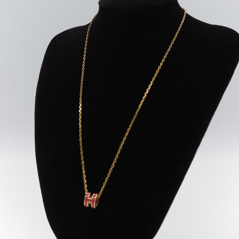 Hermès 愛馬仕 Mini Pop H 紅色琺瑯 金色鍍金 項鍊-2