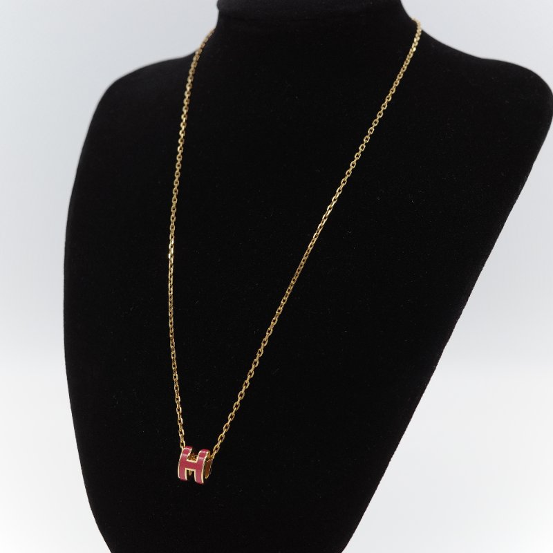 Hermès 愛馬仕 Mini Pop H 紅色琺瑯 金色鍍金 項鍊-3