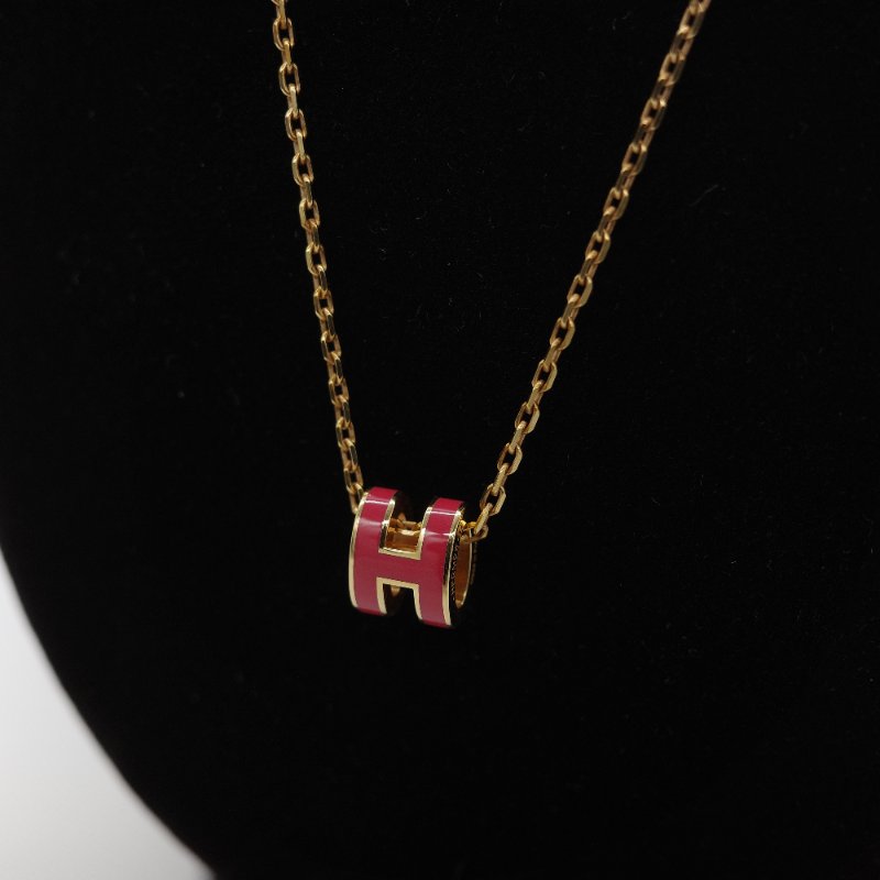 Hermès 愛馬仕 Mini Pop H 紅色琺瑯 金色鍍金 項鍊-5