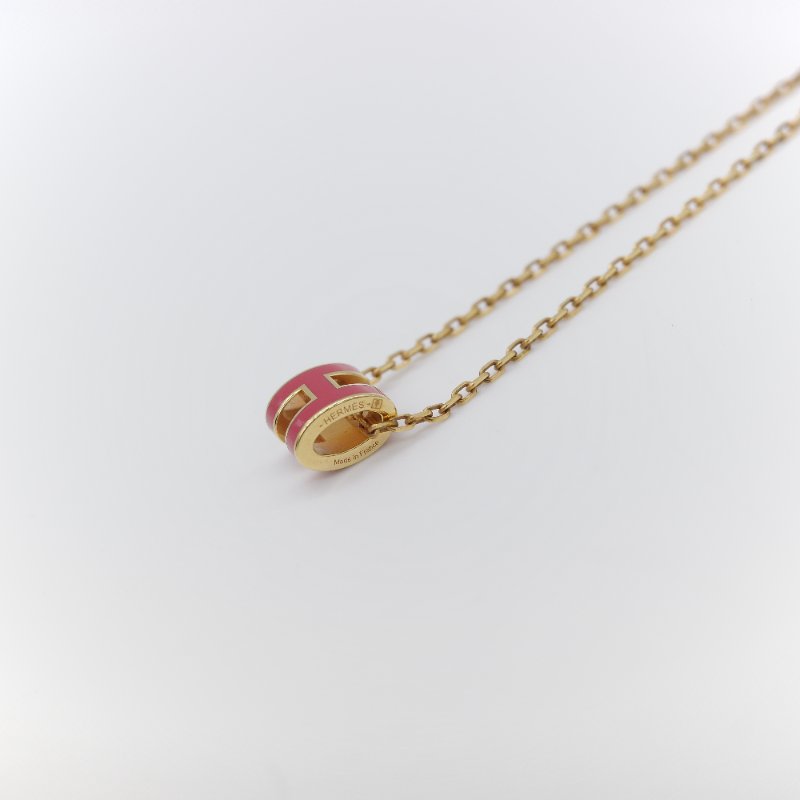 Hermès 愛馬仕 Mini Pop H 紅色琺瑯 金色鍍金 項鍊-7