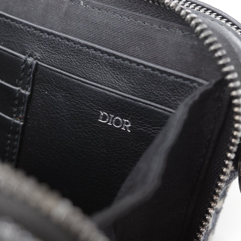 Dior迪奧Dior Oblique 藍色 米色提花帆布 附肩帶拉鍊小包 肩背包-12