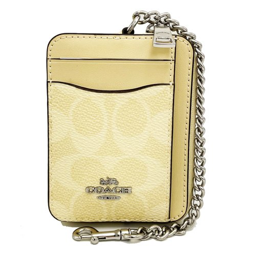 [全新] COACH C LOGO名片卡夾鏈帶零錢包(月光石黃)-0