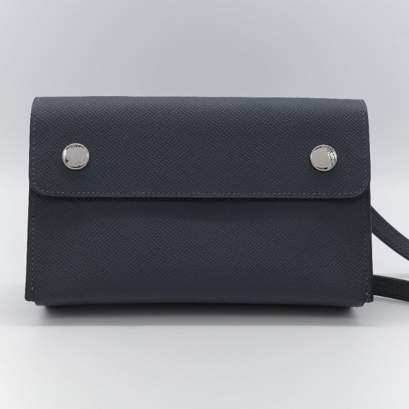 Hermès愛馬仕 Hermesnap 大象灰Epsom 小牛皮錢包 斜背包-1