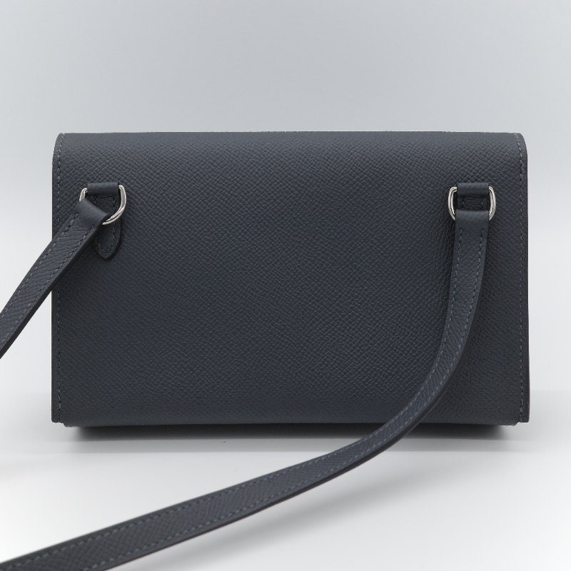 Hermès愛馬仕 Hermesnap 大象灰Epsom 小牛皮錢包 斜背包-2