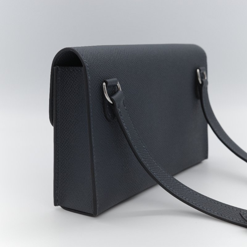 Hermès愛馬仕 Hermesnap 大象灰Epsom 小牛皮錢包 斜背包-3