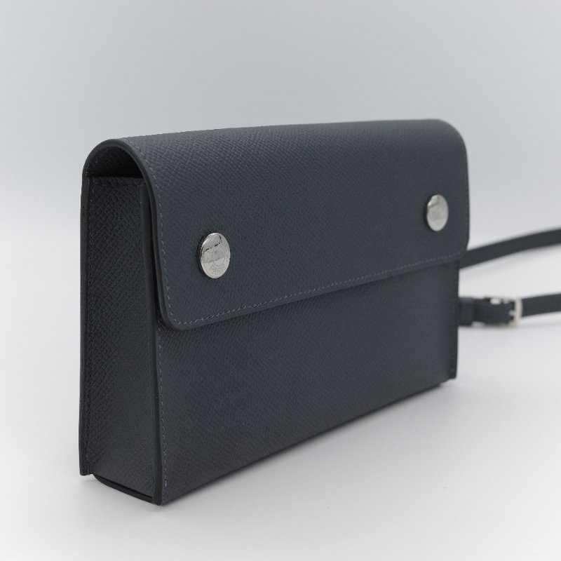 Hermès愛馬仕 Hermesnap 大象灰Epsom 小牛皮錢包 斜背包-4