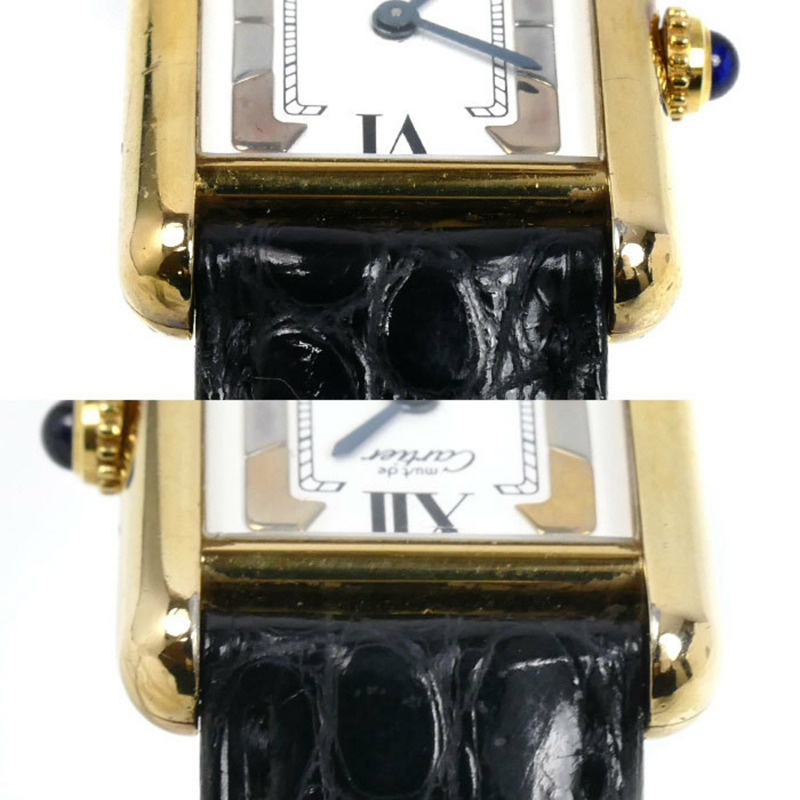 卡地亞鍍金 Must Tank Trinity 電池驅動女士腕錶-3