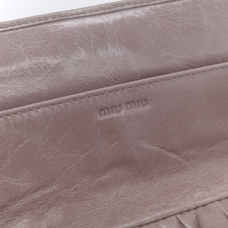 Miu Miu 繆繆  抓皺 乾燥玫瑰色 粉膚色 羊皮 長夾-8