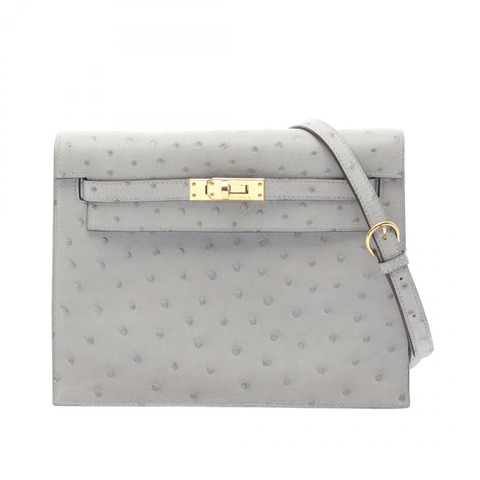 愛馬仕 Kelly Dance 2 藍色冰川色肩背包 079007CC 鴕鳥皮 藍色 二手 女士